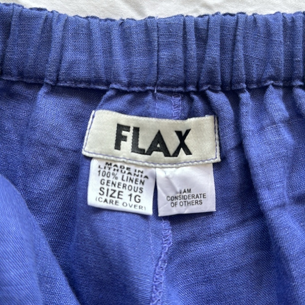 Flax Two-Piece Periwinkle Linen Cropped Wide leg Pantsuit - Picture 10 of 12